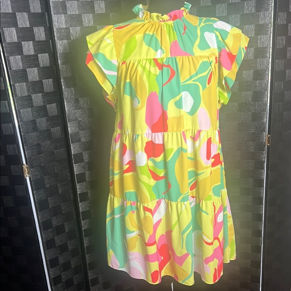 Crosby. multicolored midi sundress with sleeveless halter style
